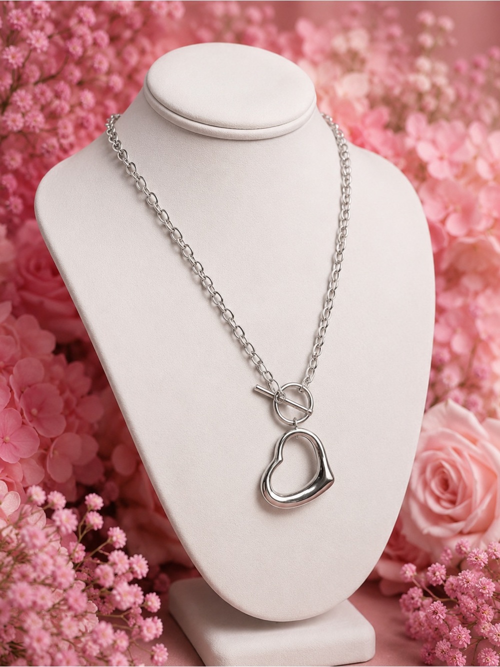 Silver Heart Toggle Necklace - Women Jewelry